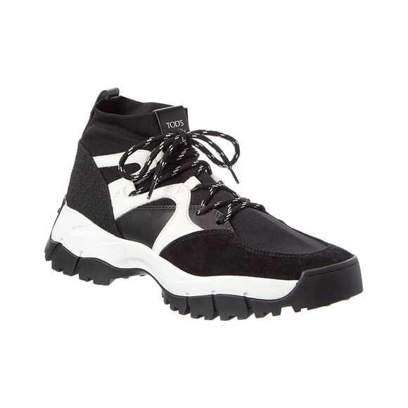 Tod’S Knit & Leather Sneaker Black